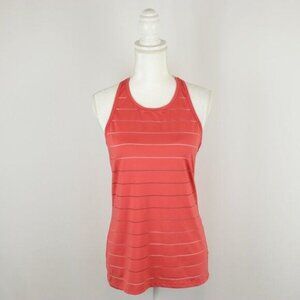 Athleta Stripe Mesh Chi Women's Small Orange Red Racerback Activewear Tank top